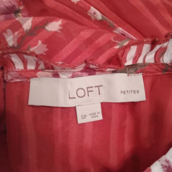 LOFT Red Floral Mini Dress Size S petite. - Picture 7 of 7